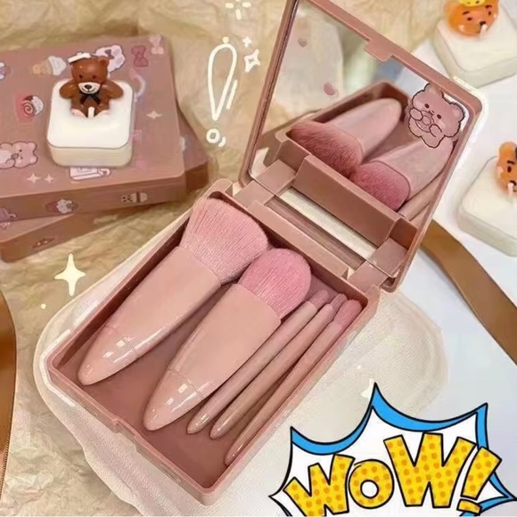 5 PIECES MAKEUP BRUSHES SET WITH MIRROR - Picture 3 of 8